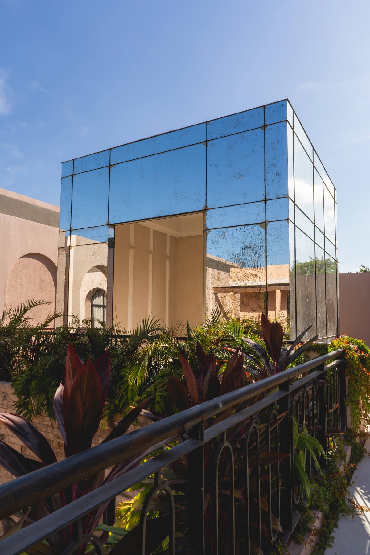 The Mirrored Temple, a glass volume above the planting